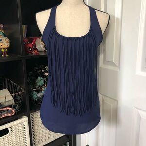 Blue Fringe Tank Top